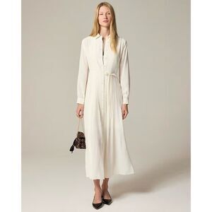 J. Crew Drapey pleated shirt-dress Ivory Size 0 NWT CH143